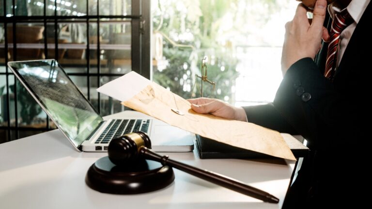 lawyer is working with documents