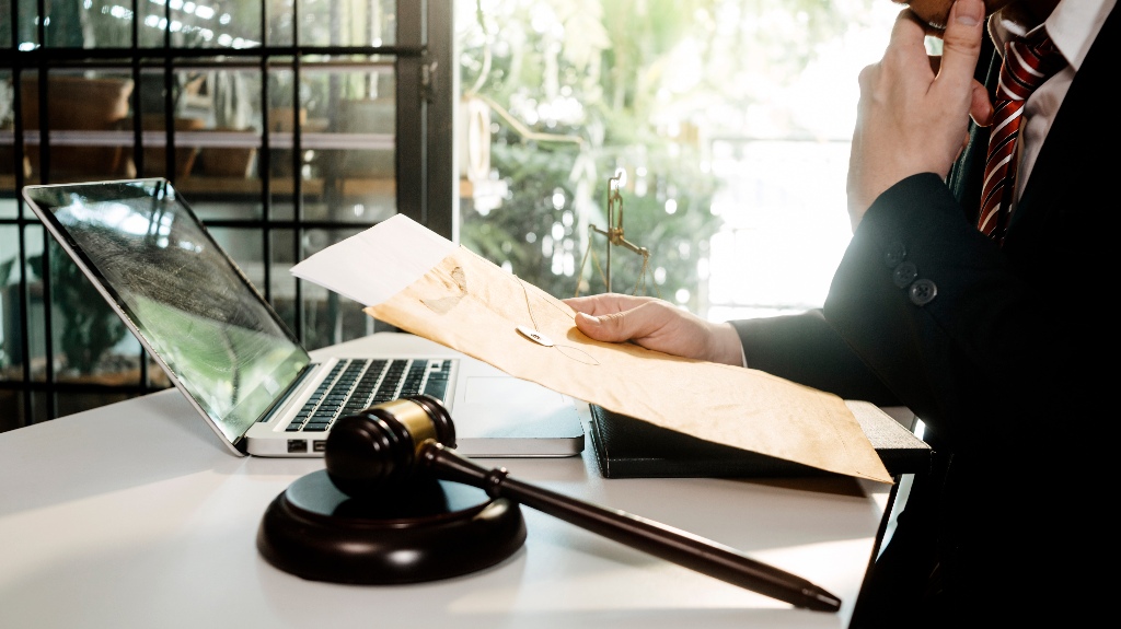 lawyer is working with documents