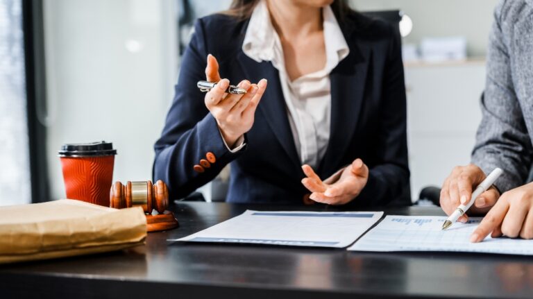 lawyer is working with documents