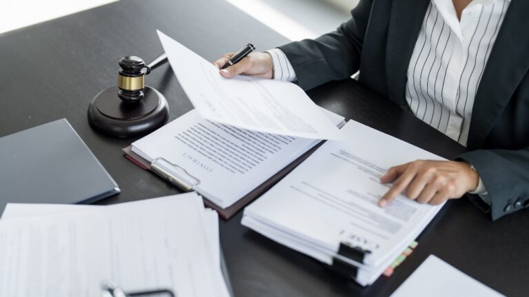 lawyer is working with documents