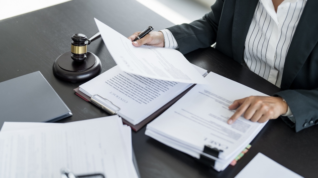 lawyer is working with documents